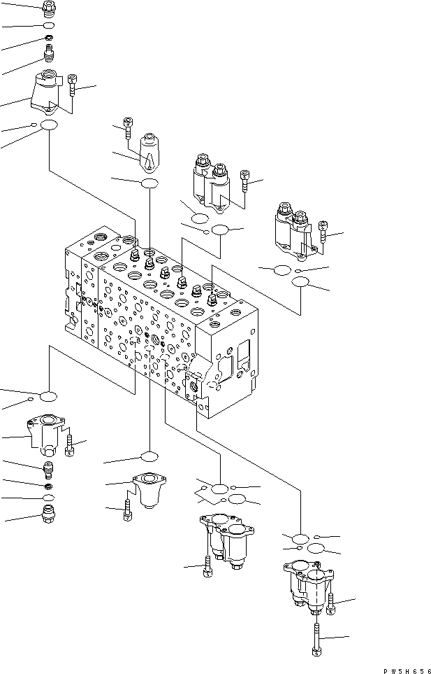 Excavators Komatsu / PC210LC-7K S/N K40001-UP(pc210l1u) / MAIN VALVE (1-ACTUATOR) (4/19) (#K40001-K41134)(016039 : Y1662-04A0)