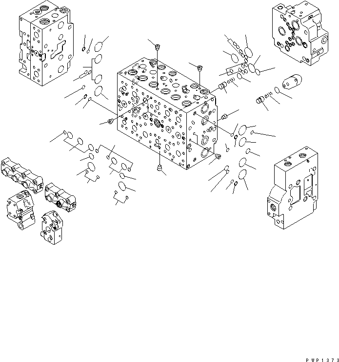 Excavators Komatsu / PC210LC-7K S/N K40001-UP(pc210l1u) / MAIN VALVE (1-ACTUATOR) (5/19) (#K40001-K41134)(016040 : Y1662-05A0)