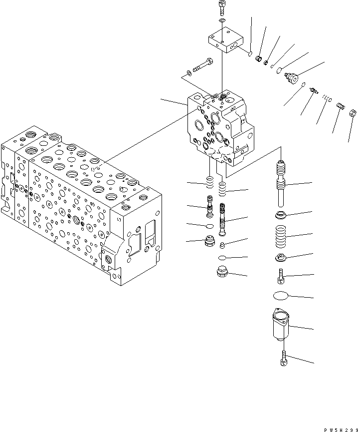 Excavators Komatsu / PC210LC-7K S/N K40001-UP(pc210l1u) / MAIN VALVE (1-ACTUATOR) (13/19) (#K40001-K41134)(016048 : Y1662-13A0)