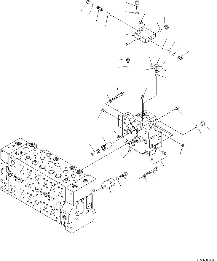 Excavators Komatsu / PC210LC-7K S/N K40001-UP(pc210l1u) / MAIN VALVE (1-ACTUATOR) (14/19) (#K40001-K41134)(016049 : Y1662-14A0)