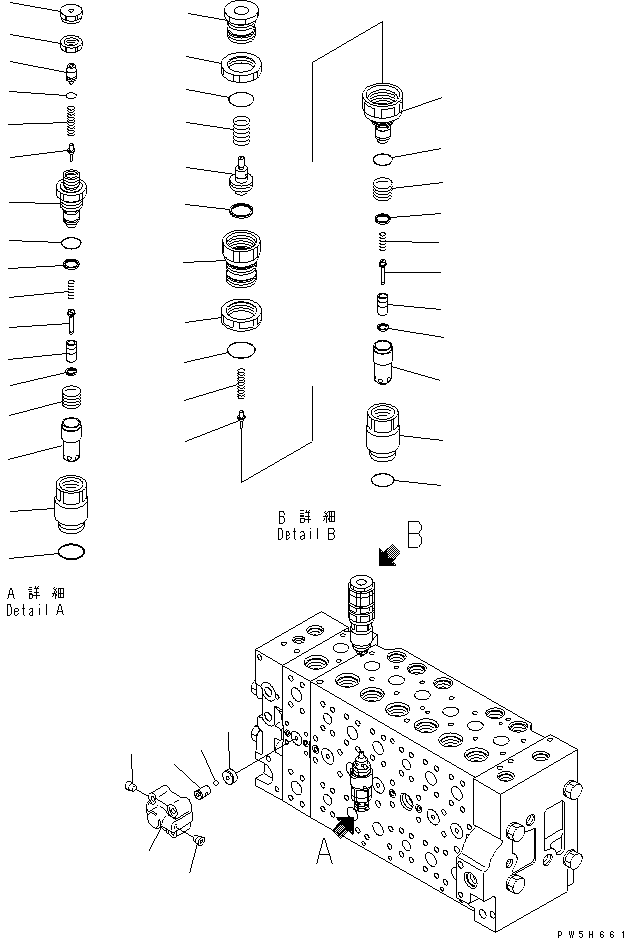 Excavators Komatsu / PC210LC-7K S/N K40001-UP(pc210l1u) / MAIN VALVE (1-ACTUATOR) (19/19) (#K40001-K41134)(016054 : Y1662-19A0)