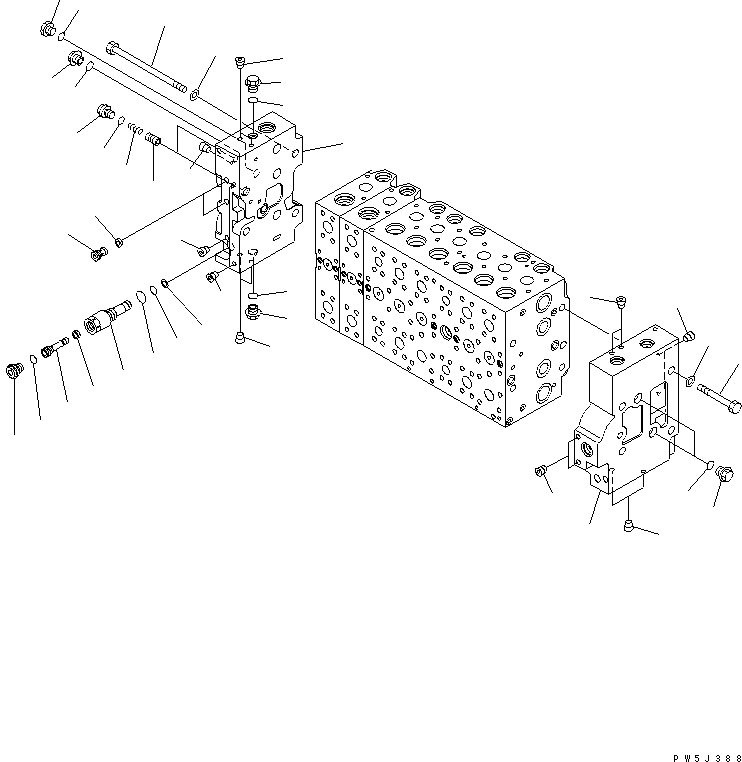 Excavators Komatsu / PC210LC-7K S/N K40001-UP(pc210l1u) / MAIN VALVE (2-ACTUATOR) (7/21) (FOR 2-PIECE BOOM) (#K40001-K41134)(016061 : Y1664-37A0)