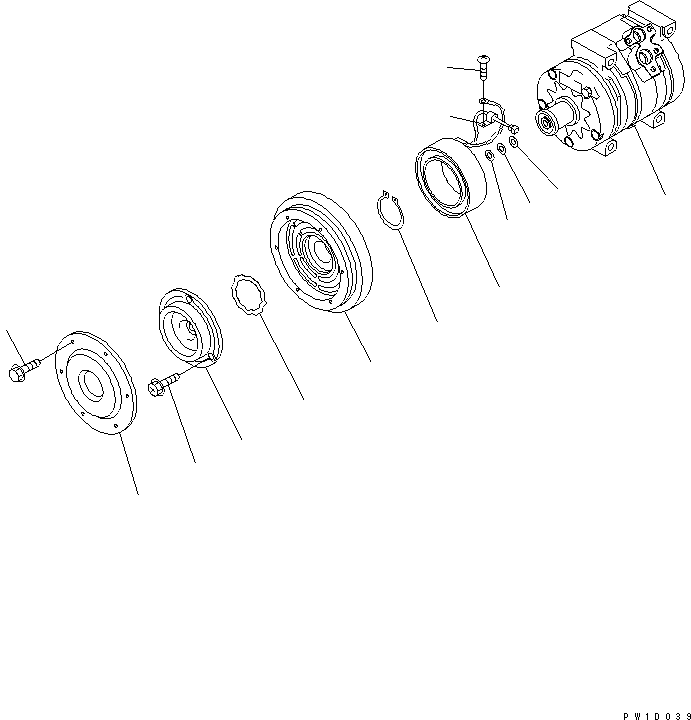 Excavators Komatsu / PC210LC-7K S/N K40001-UP(pc210l1u) / COMPRESSOR ASSEMBLY (FOR AIR CONDITIONER)(016099 : Y1979-01A0)