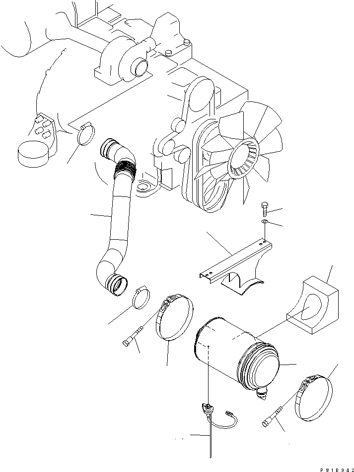 Excavators Komatsu / PC210LC-7-DA S/N 40001-UP(pc210l2r) / AIR CLEANER CONNECTION(030040 : B0200-01A0)