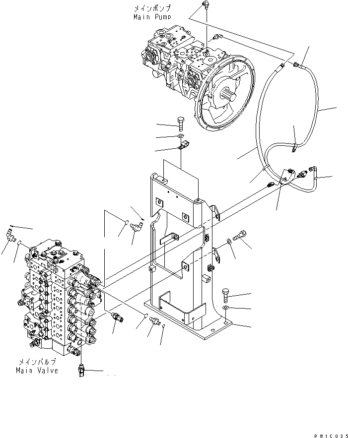 Excavators Komatsu / PC210LC-7-DA S/N 40001-UP(pc210l2r) / MAIN VALVE (VALVE BRACKET) (1 ACTUATOR)(150110 : H0120-03A1)