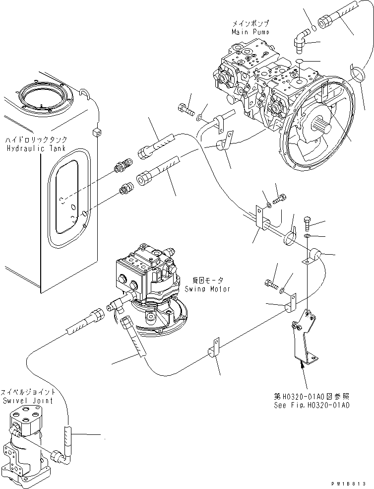 Excavators Komatsu / PC210LC-7-DA S/N 40001-UP(pc210l2r) / DRAIN LINES(150220 : H0340-01A0)