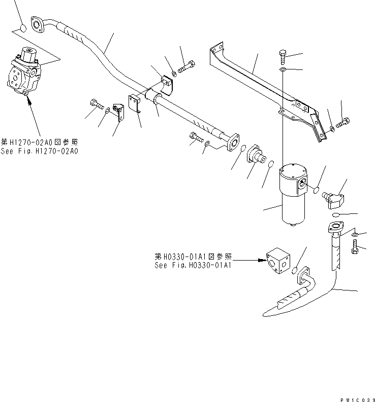 Excavators Komatsu / PC210LC-7-DA S/N 40001-UP(pc210l2r) / ATTACHMENT LINES (RETURN) (1 ACTUATOR)(150360 : H1270-03A0)