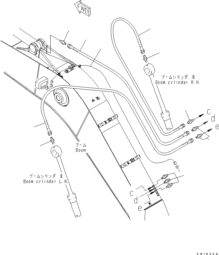 Excavators Komatsu / PC210LC-7-DA S/N 40001-UP(pc210l2r) / BOOM (HD) (FOR ADDITIONAL PIPING) (LUBRICATING LINE AND WORKING  LAMP HARNESS)(#40001-40001)(360070 : T1110-04A0)