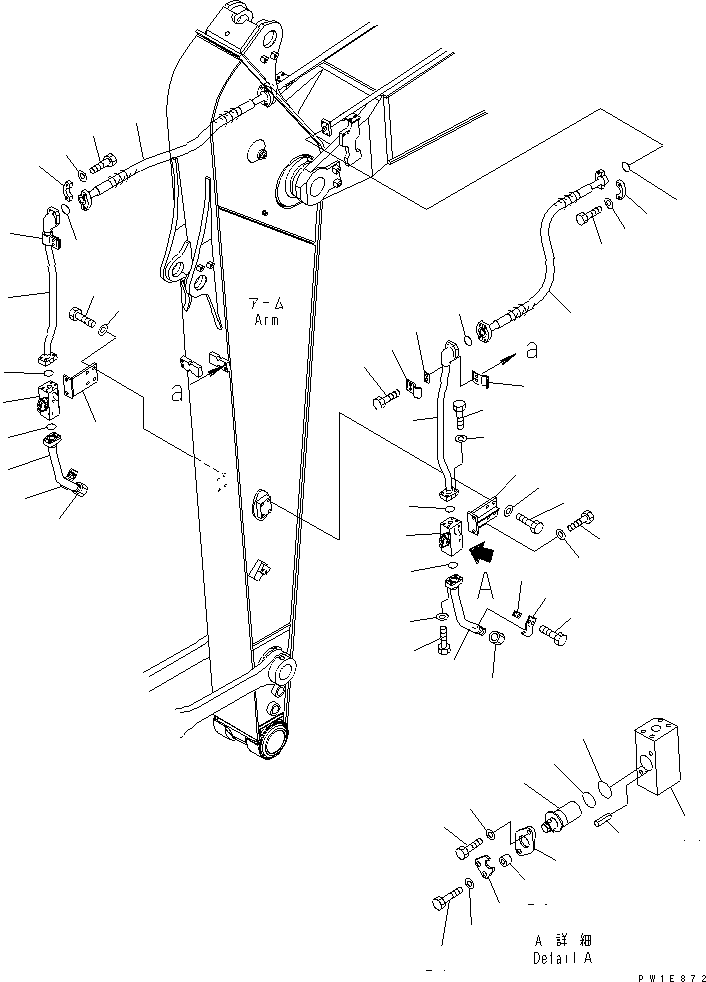 Excavators Komatsu / PC210LC-7-DA S/N 40001-UP(pc210l2r) / ARM (2.9M) (ADDITIONAL PIPING)(360350 : T1210-02A1)
