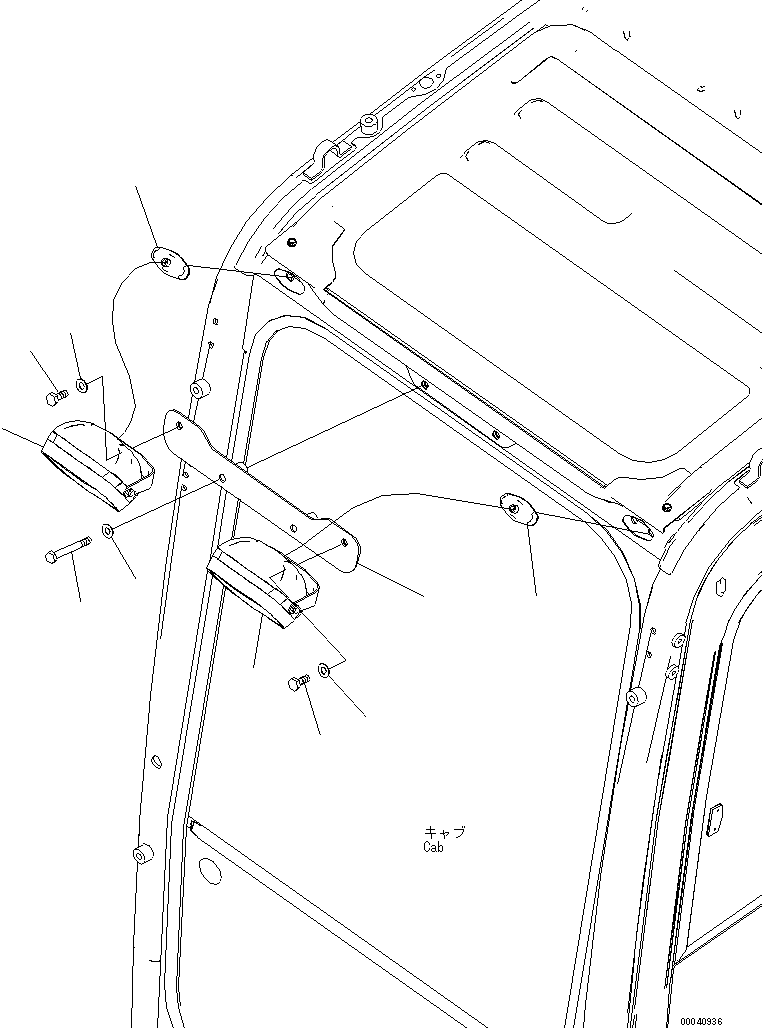 Excavators Komatsu / PC210LC-8K S/N K50001-UP(pc210l2u) / ADDITIONAL WORK LAMP (FOR CAB UPPER)(004011 : E0310-01A1)