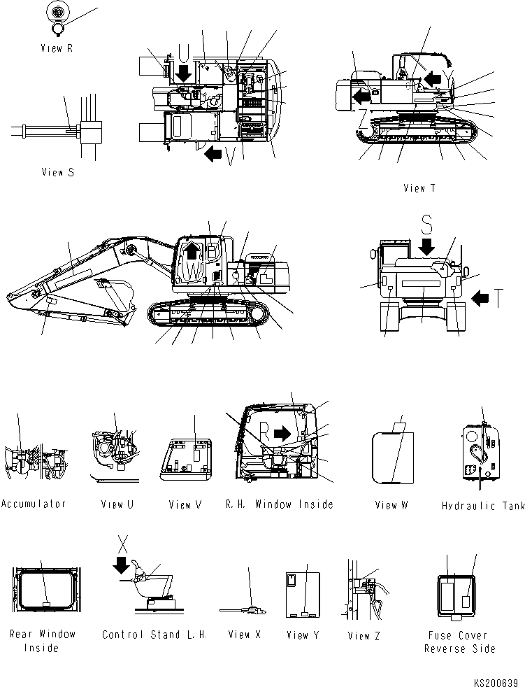 Excavators Komatsu / PC210LC-8K S/N K50001-UP(pc210l2u) / MARKS AND PLATES (LC) (FOR 1-PIECE BOOM) (#K50087-)(014005 : U0100-01A1A)