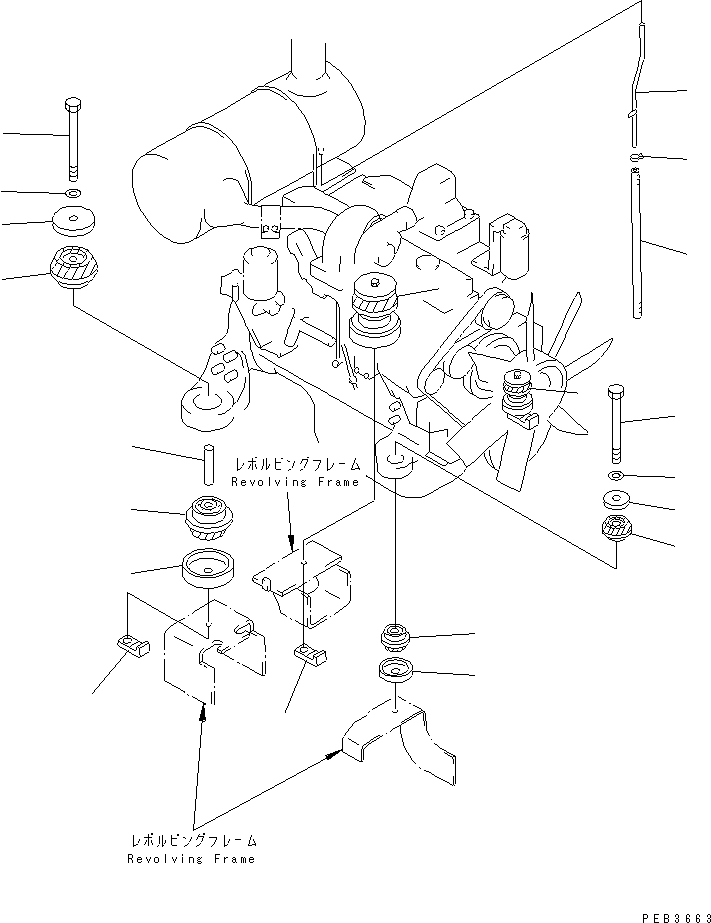Excavators Komatsu / PC210LC-6 S/N 30001-UP(pc210lcc) / ENGINE MOUNT(#30690-31650)(030030 : B0100-01A0A)