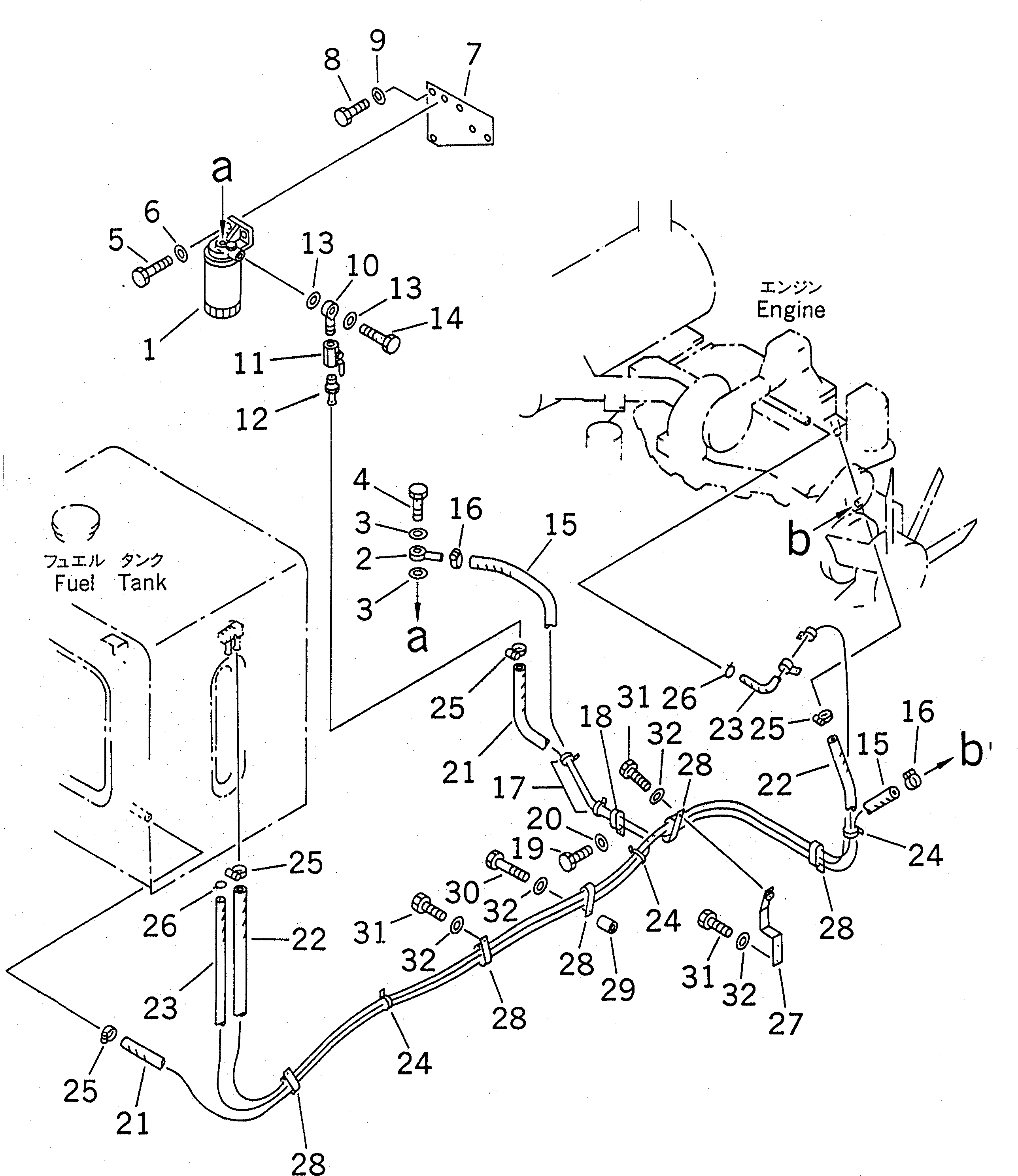 Excavators Komatsu / PC210LC-6 S/N 30001-UP(pc210lcc) / FUEL LINES (WITH PRE-FUEL FILTER)(#30001-30979)(090080 : D0200-01A1)