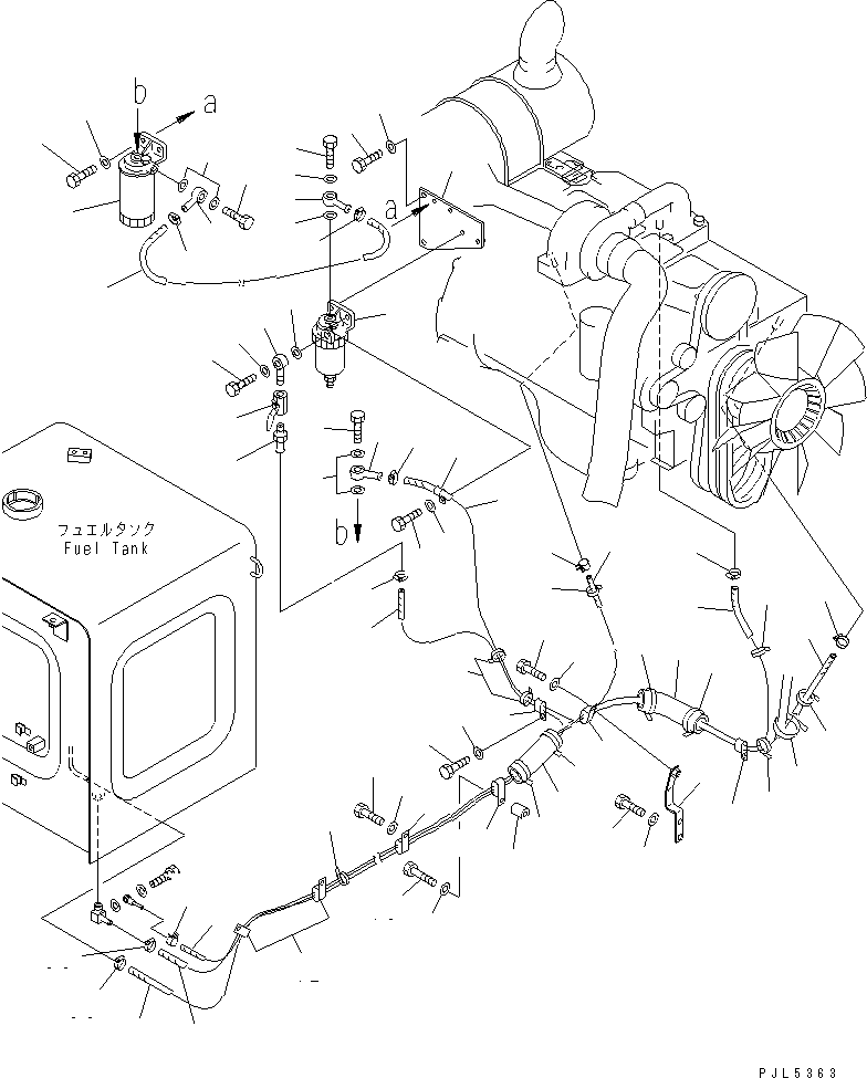 Excavators Komatsu / PC210LC-6 S/N 30001-UP(pc210lcc) / FUEL LINES (WITH PRE-FUEL FILTER AND WATER SEPARATOR)(#30980-)(090130 : D0200-01A3A)