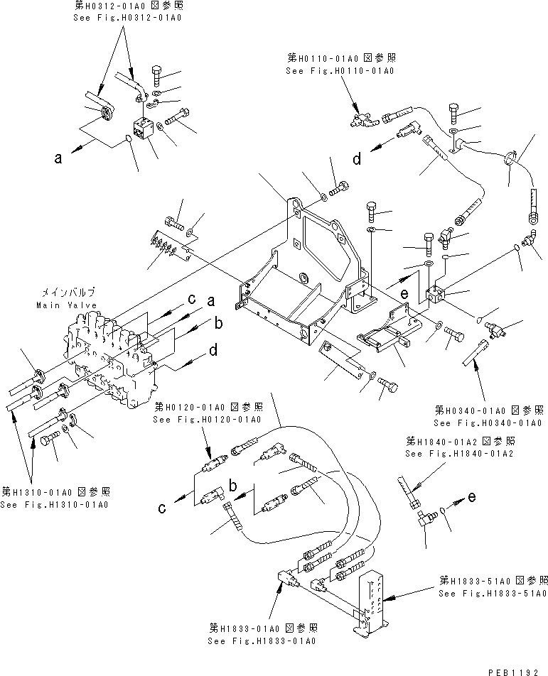 Excavators Komatsu / PC210LC-6 S/N 30001-UP(pc210lcc) / MAIN VALVE (VALVE BRACKET) (DEMOLITION SPEC.)(#30500-30915)(150540 : H0120-02B4A)
