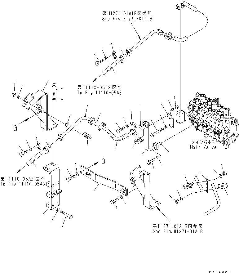 Excavators Komatsu / PC210LC-6 S/N 30001-UP(pc210lcc) / ATTACHMENT LINE (1 ACTUATOR) (SIMPLE) (WITHOUT LOCK VALVE) (2/2)(#31425-)(151370 : H1271-02A5)