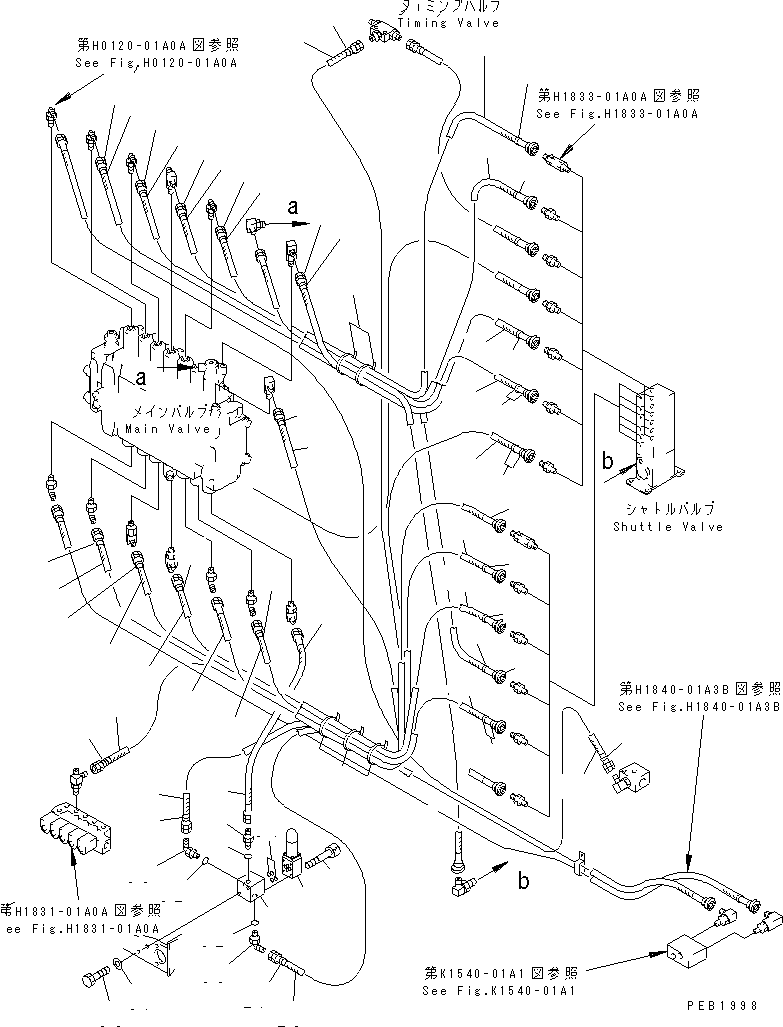 Excavators Komatsu / PC210LC-6 S/N 30001-UP(pc210lcc) / PPC MAIN LINE (VALVE PPC LINES) (1 ACTUATOR) (DEMOLITION SPEC.)(#30500-30915)(152100 : H1840-01A3B)