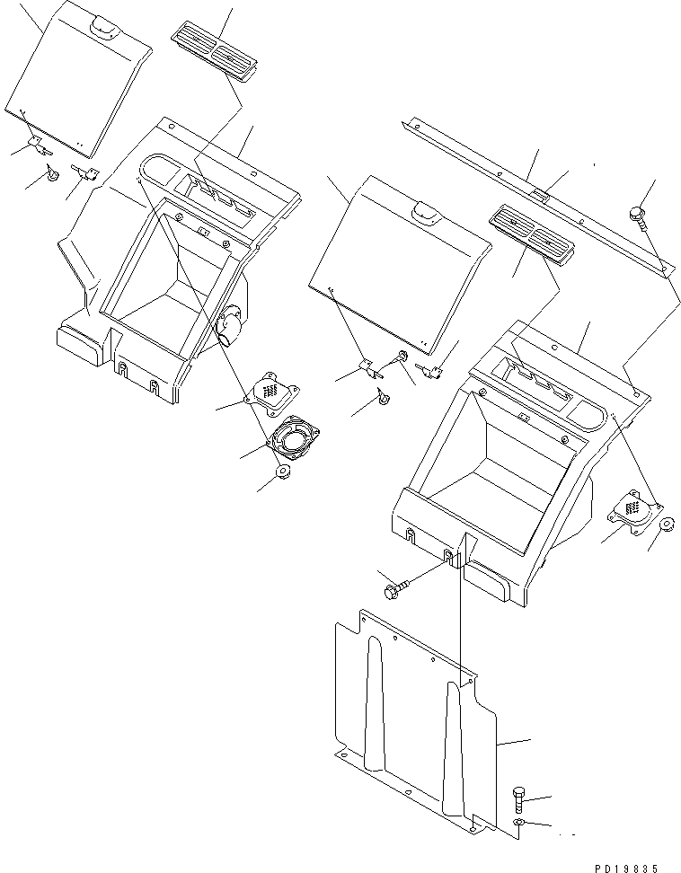 Excavators Komatsu / PC210LC-6 S/N 30001-UP(pc210lcc) / SEAT REAR COVER (WITH SPEAKER)(#30001-30499)(210190 : K0180-01A1)