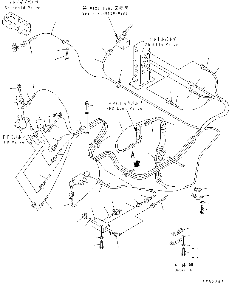 Excavators Komatsu / PC210LC-6 S/N 30001-UP(pc210lcc) / PPC WORK LINE (RIGHT STAND HOSE) (FOR ADDITIONAL PIPING) (1 ACTUATOR)(#30916-30979)(212190 : K1520-02A2B)