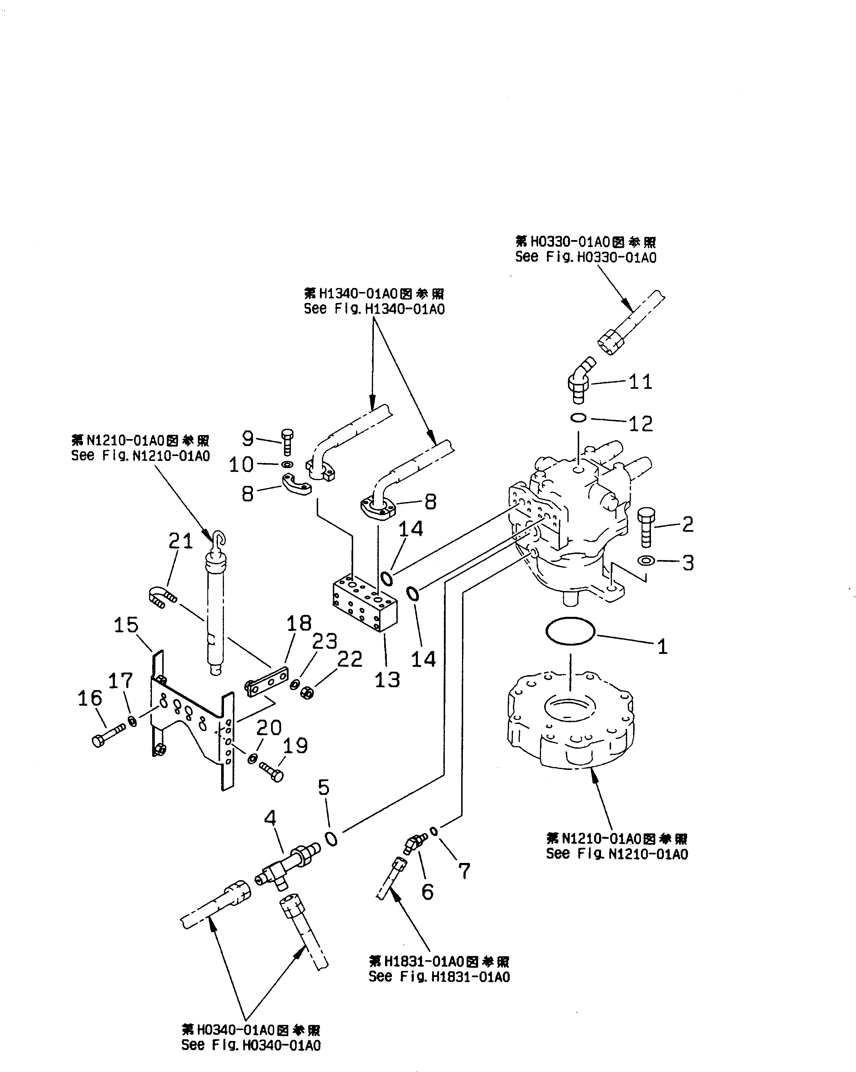 Excavators Komatsu / PC210LC-6 S/N 30001-UP(pc210lcc) / SWING MOTOR (CONNECTING PARTS)(#30001-30499)(270050 : N1220-01A0)