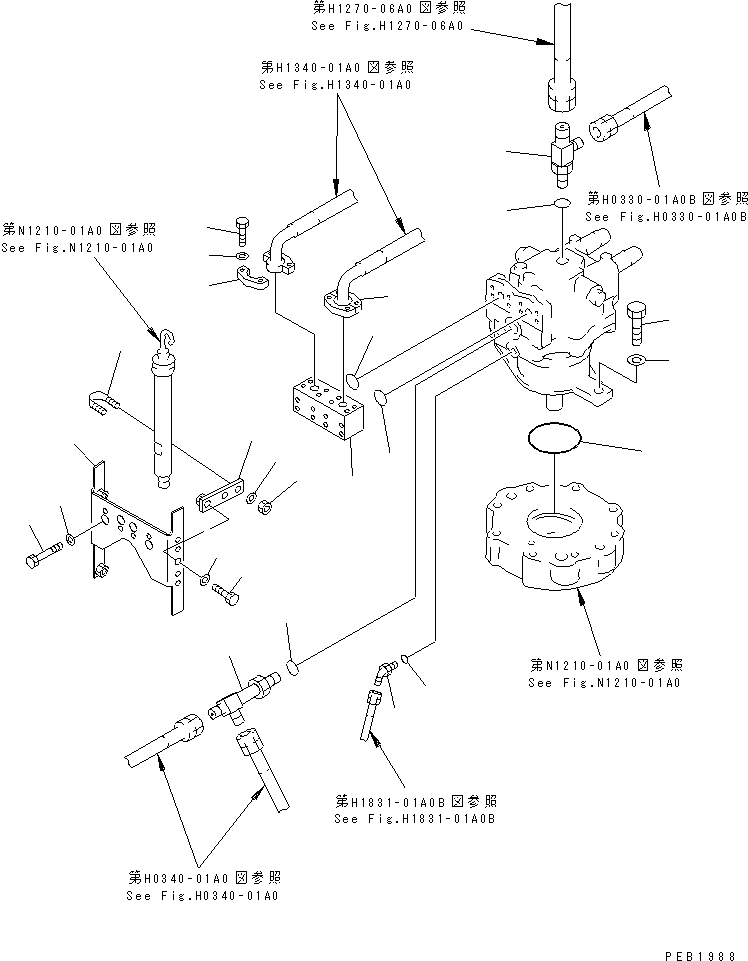Excavators Komatsu / PC210LC-6 S/N 30001-UP(pc210lcc) / SWING MOTOR (CONNECTING PARTS) (FOR ADDITIONAL PIPING)           (1 ACTUATOR)(#30500-30915)(270100 : N1220-01A1A)