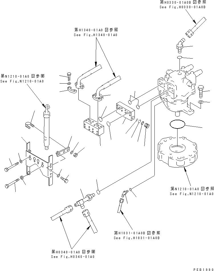Excavators Komatsu / PC210LC-6 S/N 30001-UP(pc210lcc) / SWING MOTOR (CONNECTING PARTS) (WITH SWING BYPASS VALVE)(#30916-30979)(270160 : N1220-01A3B)