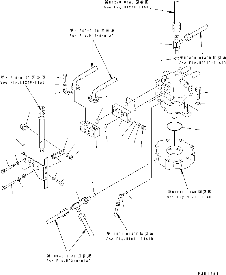 Excavators Komatsu / PC210LC-6 S/N 30001-UP(pc210lcc) / SWING MOTOR (CONNECTING PARTS) (FOR ADDITIONAL PIPING)           (1 ACTUATOR) (FOR REVOLUTION ARM)(#30500-30915)(270180 : N1220-01A4A)