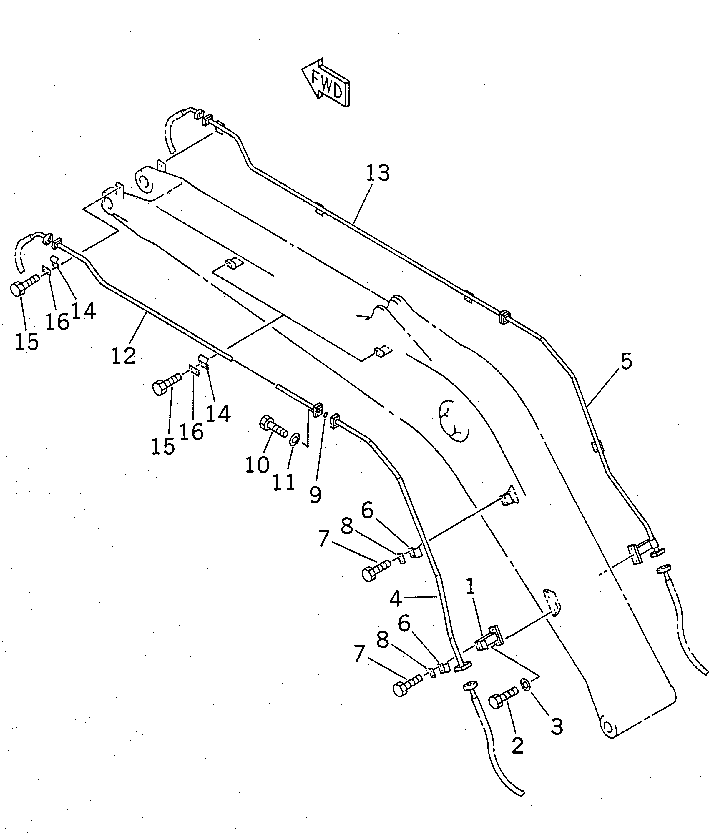 Excavators Komatsu / PC210LC-6 S/N 30001-UP(pc210lcc) / BOOM (HD) (ADDITIONAL LINE) (FOR ADDITIONAL PIPING)(#30001-31179)(360230 : T1110-05A1)