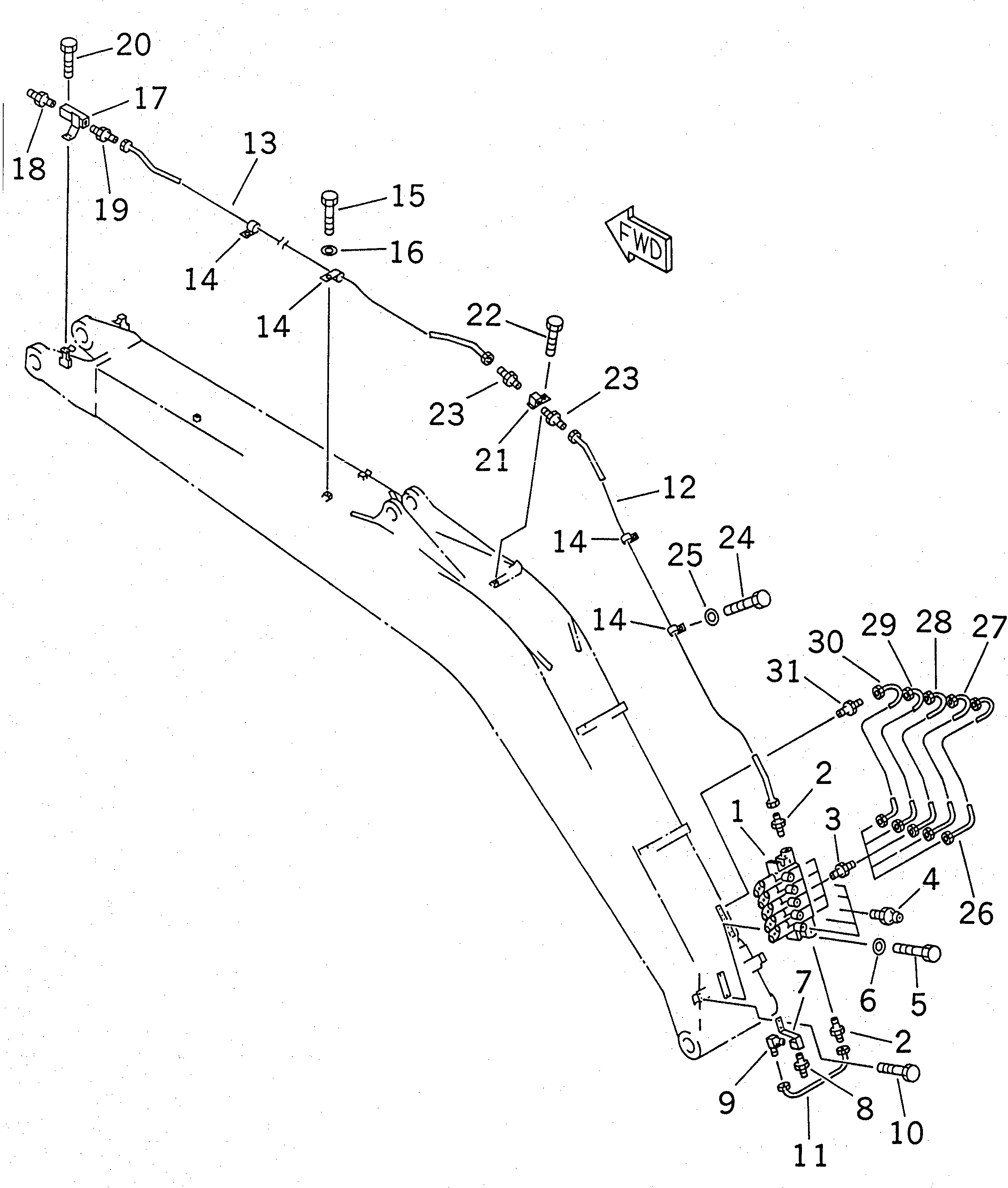 Excavators Komatsu / PC210LC-6 S/N 30001-UP(pc210lcc) / BOOM (FOR AUTO GREASING)(360270 : T1110-06A6)