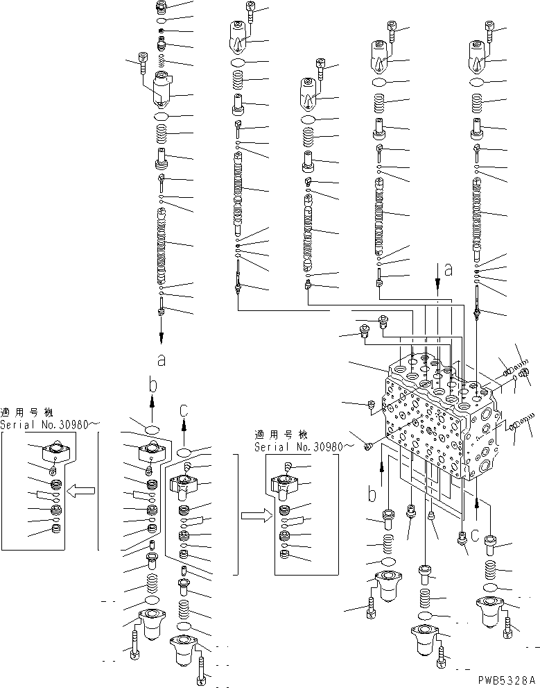 Excavators Komatsu / PC210LC-6 S/N 30001-UP(pc210lcc) / MAIN VALVE (1/11)(#30916-31198)(481360 : Y1660-01A0C)