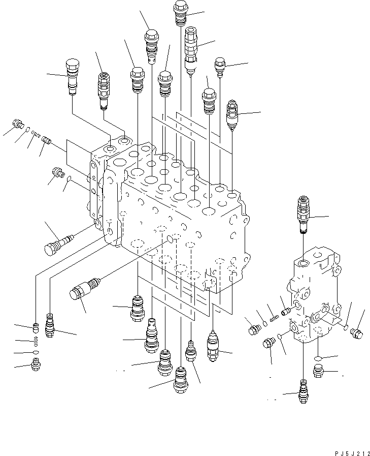 Excavators Komatsu / PC210LC-6 S/N 30001-UP(pc210lcc) / MAIN VALVE (1-ACTUATOR) (5/11) (WITHOUT SAFETY VALVE)(#30636-30979)(482380 : Y1662-45A0C)