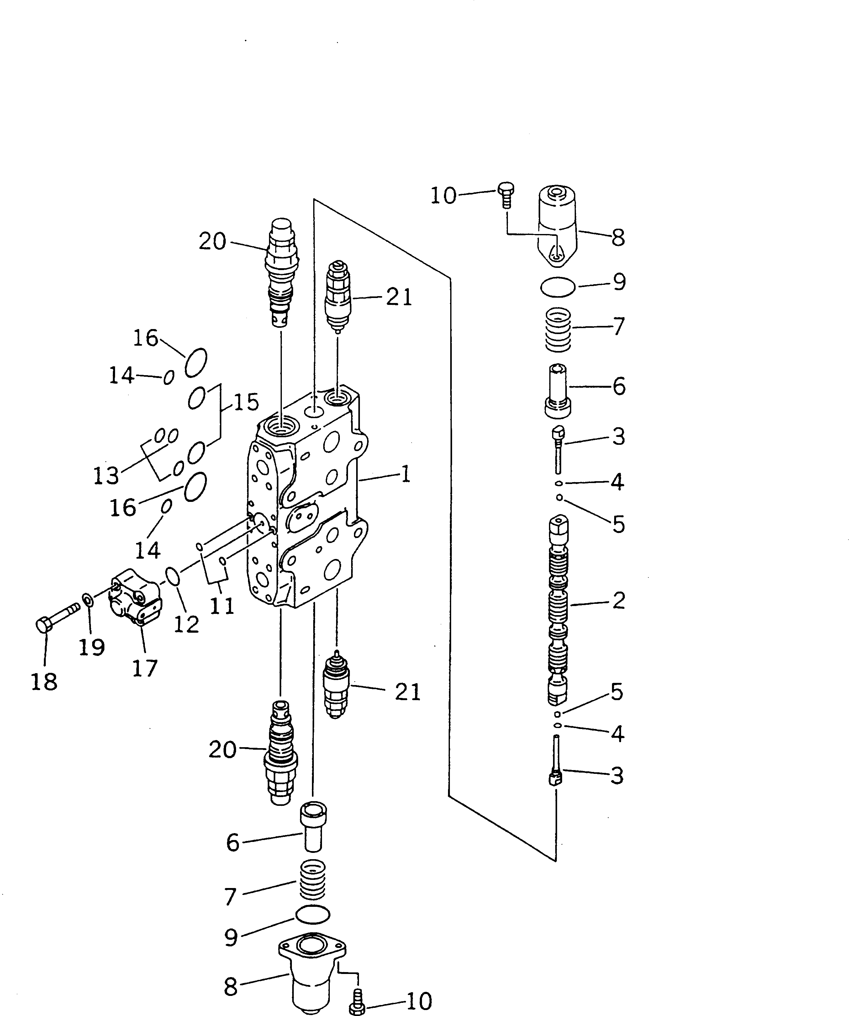 Excavators Komatsu / PC210LC-6 S/N 30001-UP(pc210lcc) / MAIN VALVE (1-ACTUATOR) (10/11)(#30500-30915)(482100 : Y1662-10A0A)