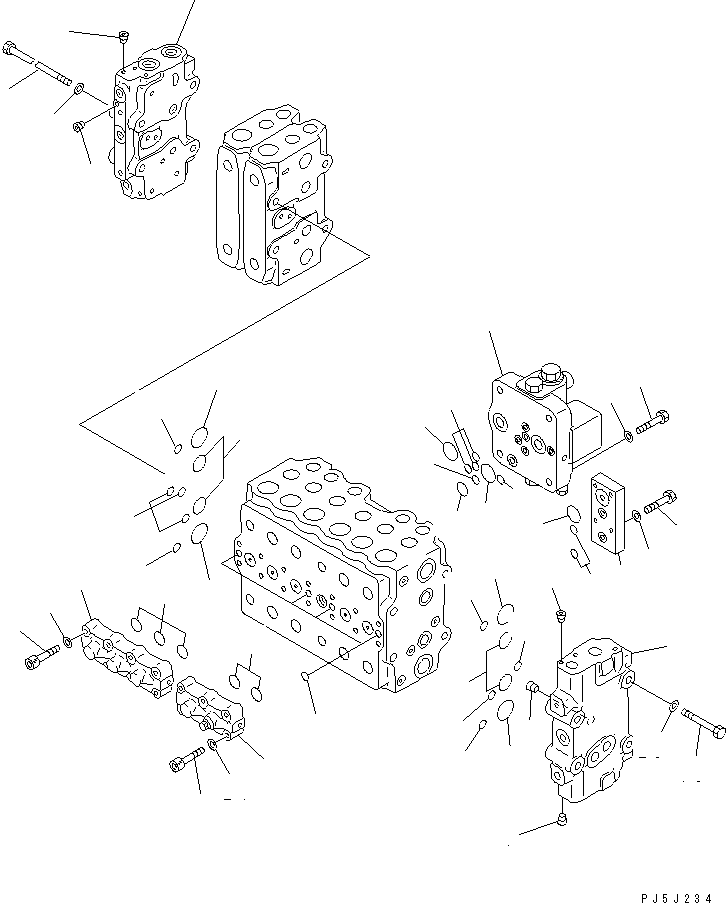 Excavators Komatsu / PC210LC-6 S/N 30001-UP(pc210lcc) / MAIN VALVE (2-ACTUATOR) (1/11)(#30636-30915)(482680 : Y1664-01A0C)