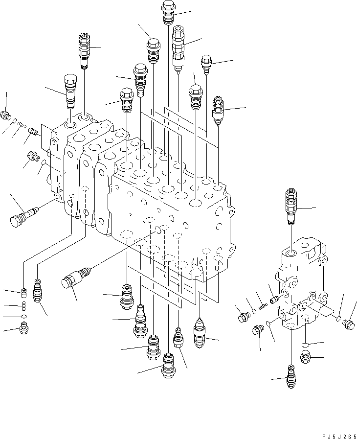 Excavators Komatsu / PC210LC-6 S/N 30001-UP(pc210lcc) / MAIN VALVE (3-ACTUATOR) (5/11)(#30636-30915)(483680 : Y1666-05A0C)