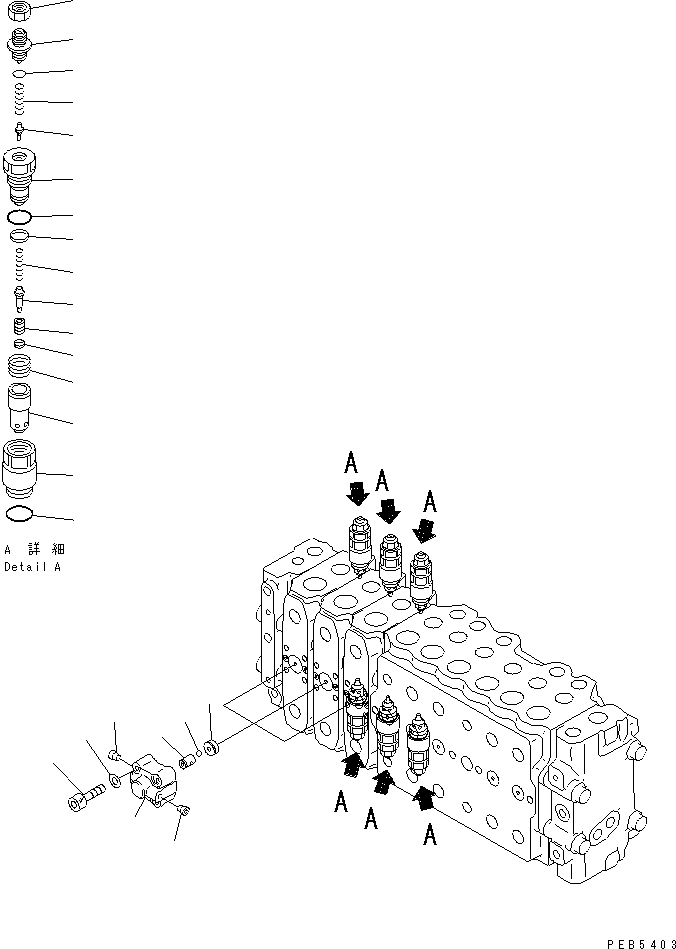 Excavators Komatsu / PC210LC-6 S/N 30001-UP(pc210lcc) / MAIN VALVE (3-ACTUATOR) (16/16)(#31199-)(484170 : Y1666-16A0G)