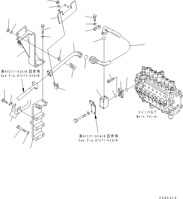 Excavators Komatsu / PC210LC-6 S/N 30001-UP(pc210lcr) / ATTACHMENT LINE (1 ACTUATOR) (SIMPLE) (1/2)(#30916-30979)(151210 : H1271-01A1B)