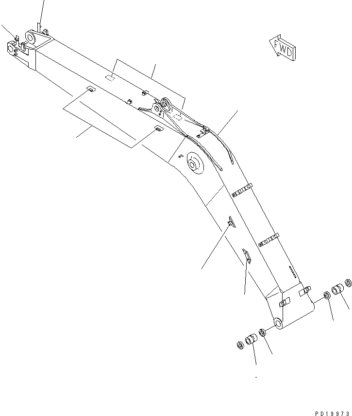 Excavators Komatsu / PC210LC-6 S/N 30001-UP(pc210lcr) / BOOM (HEAVY DUTY) (LONG GREASING TYPE) (FOR ADDITIONAL PIPING)   (FOR AUTO GREASING)(#30916-30979)(360170 : T1110-01B5)