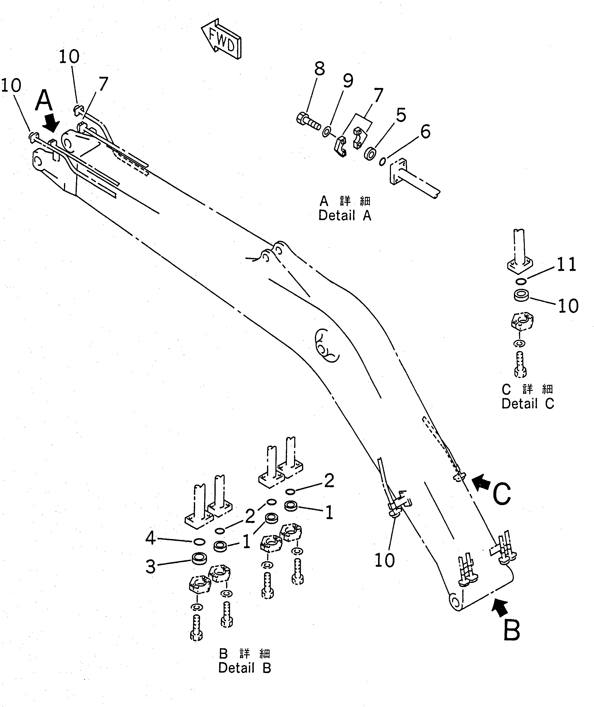 Excavators Komatsu / PC210LC-6 S/N 30001-UP(pc210lcr) / BOOM (HD) (FOR ADDITIONAL PIPING) (FOR COMPONENT)(360270 : T1110-06A4)
