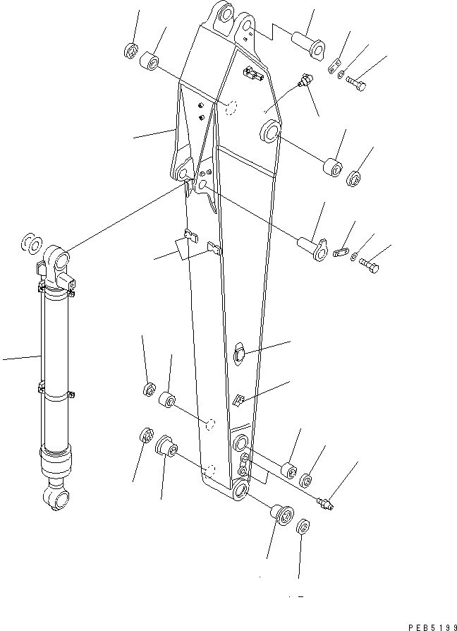 Excavators Komatsu / PC210LC-6 S/N 30001-UP(pc210lcr) / ARM (2.9M) (HEAVY DUTY) (LONG GREASING TYPE) (FOR AUTO GREASING) (FOR ADDITIONAL PIPING)(#30916-30979)(360710 : T1200-01C2)