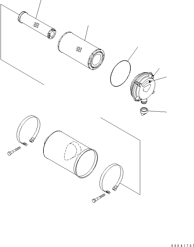 Excavators Komatsu / PC210NLC-8K S/N K50001-UP(pc210n0u) / AIR CLEANER CONNECTING PARTS (1/2)(001003 : B0200-01A0)