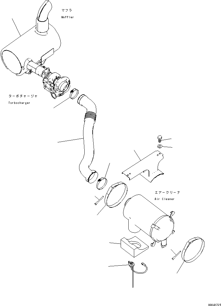 Excavators Komatsu / PC210NLC-8K S/N K50001-UP(pc210n0u) / AIR CLEANER CONNECTING PARTS (2/2)(001004 : B0200-02A0)