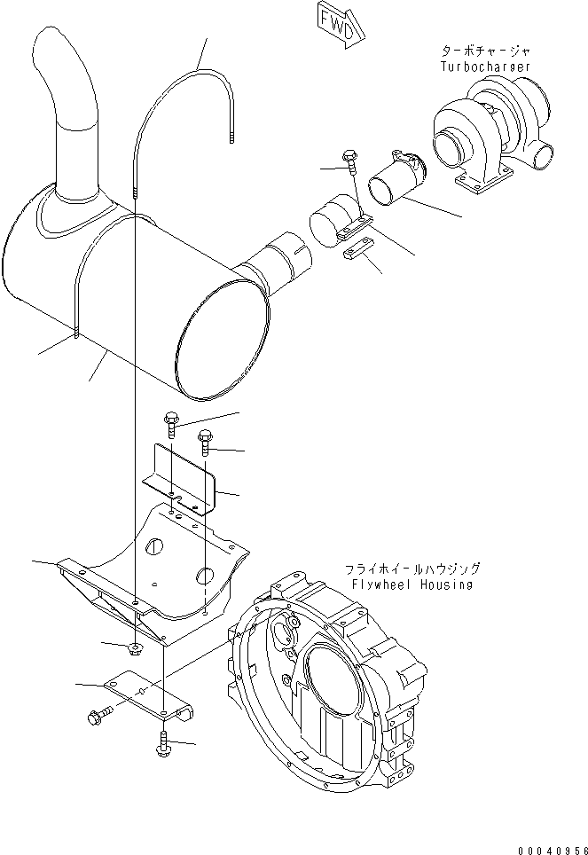 Excavators Komatsu / PC210NLC-8K S/N K50001-UP(pc210n0u) / MUFFLER AND MOUNTING (#K50001-K52292)(001005 : B0300-01A0)
