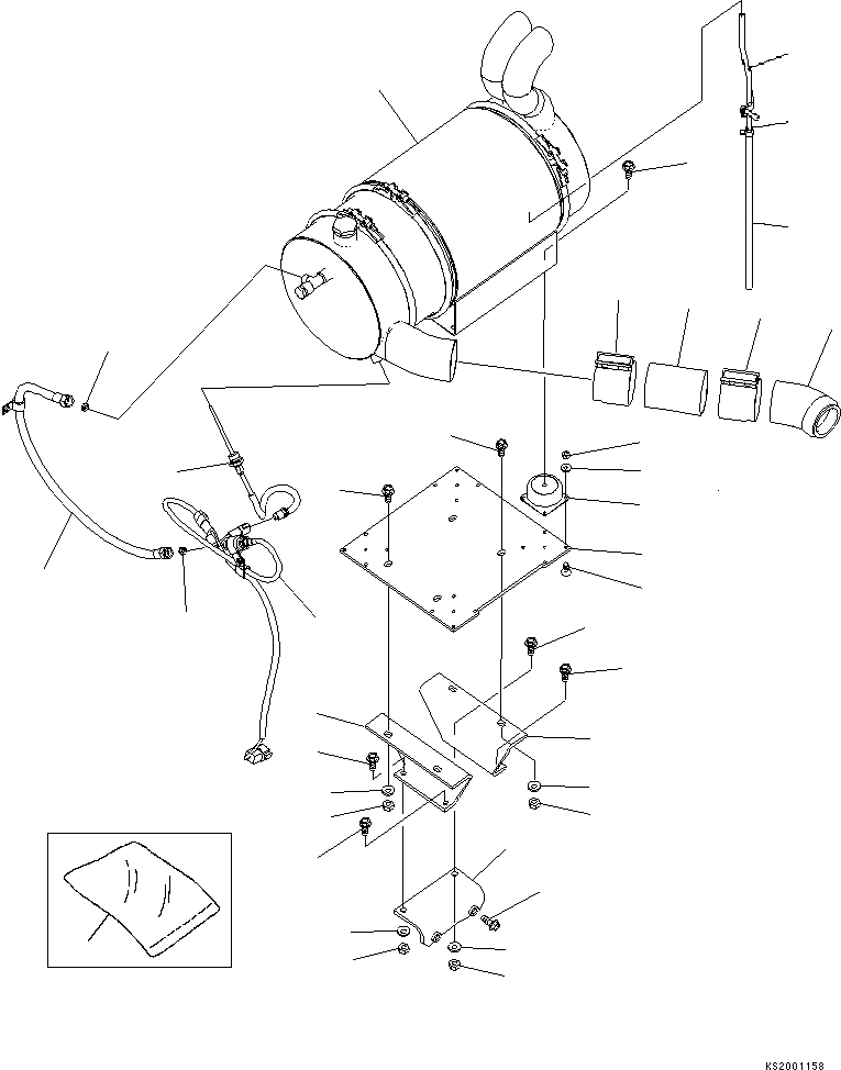 Excavators Komatsu / PC210NLC-8K S/N K50001-UP(pc210n0u) / DIESEL PARTICULATE FILTER AND MOUNTING(#K52390-)(001007 : B0300-01B0)