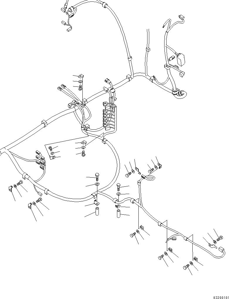 Komatsu parts book diagram for PC210NLC-8K S/N K50001-UP: WIRING (MAIN HARNESS) (CLIP) (1/2)