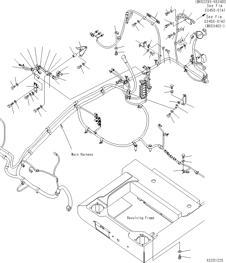 Komatsu parts book diagram for PC210NLC-8K S/N K50001-UP: WIRING (MAIN HARNESS) (CLIP) (2/2)
