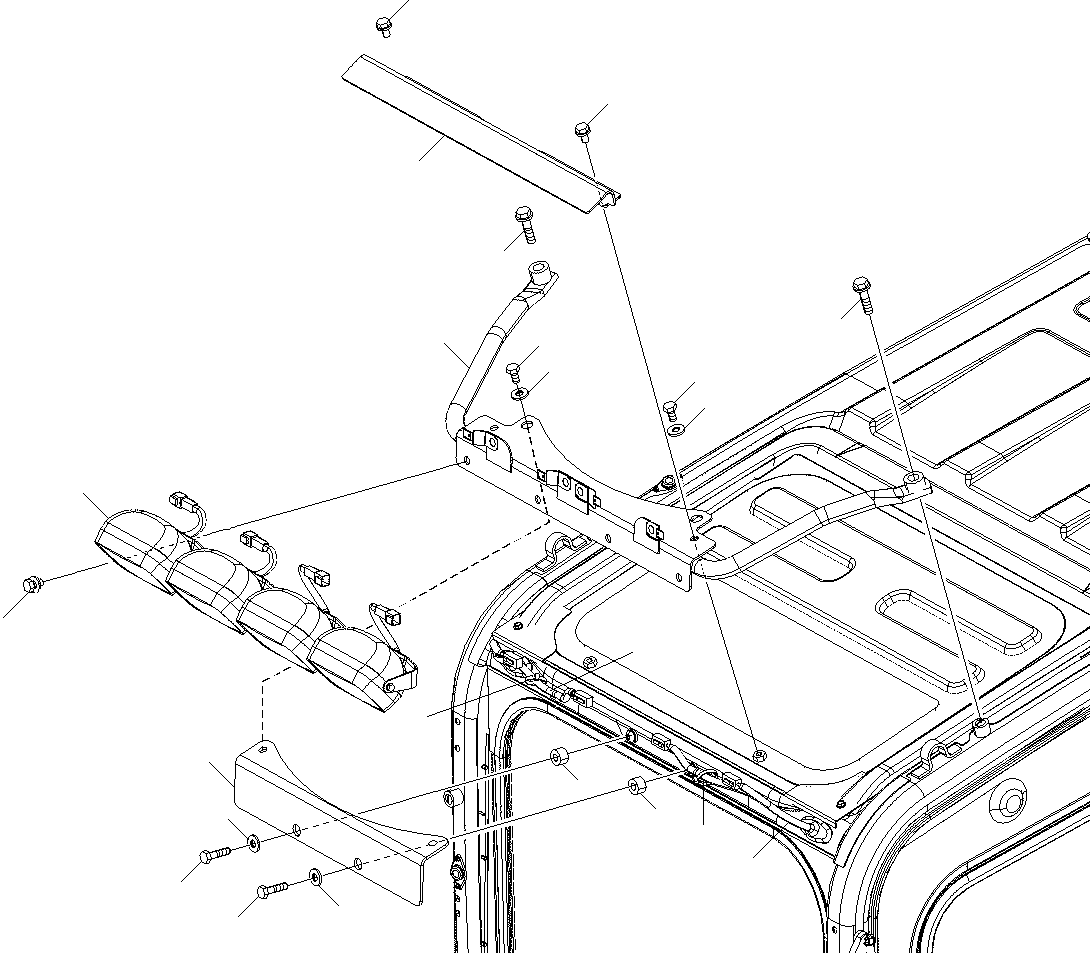 Komatsu parts book diagram for PC210NLC-8K S/N K50001-UP: ADDITIONAL WORK LAMPS (X4)