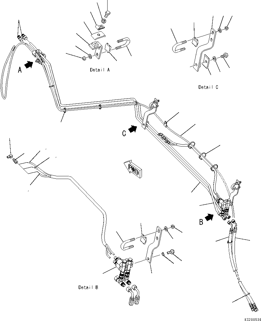 Komatsu parts book diagram for PC210NLC-8K S/N K50001-UP: 2-PIECE BOOM (2ND BOOM AUTO GREASE)