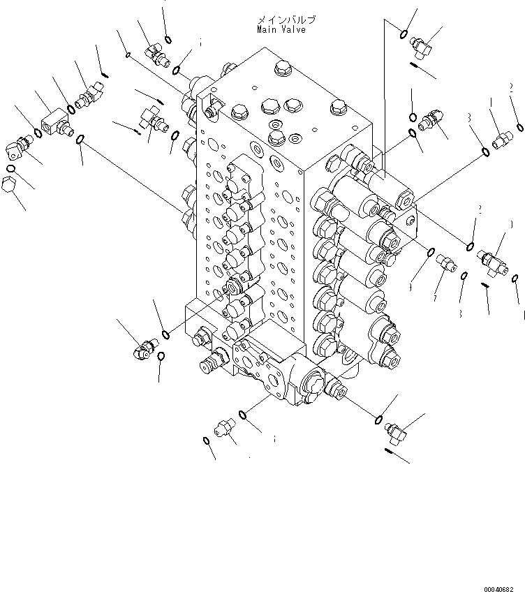 Komatsu parts book diagram for PC210NLC-8K S/N K50001-UP: MAIN VALVE (CONNECTING PARTS) (2/2) (7-SPOOL)