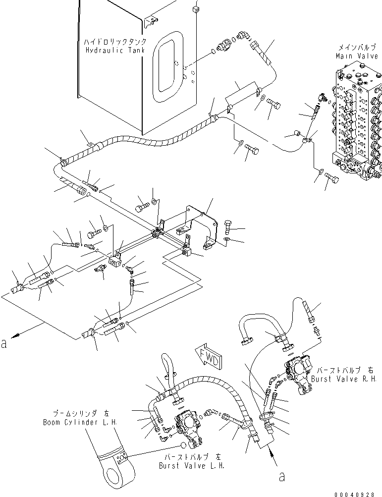 Komatsu parts book diagram for PC210NLC-8K S/N K50001-UP: BURST VALVE LINE (BOOM) (CHASSIS SIDE)