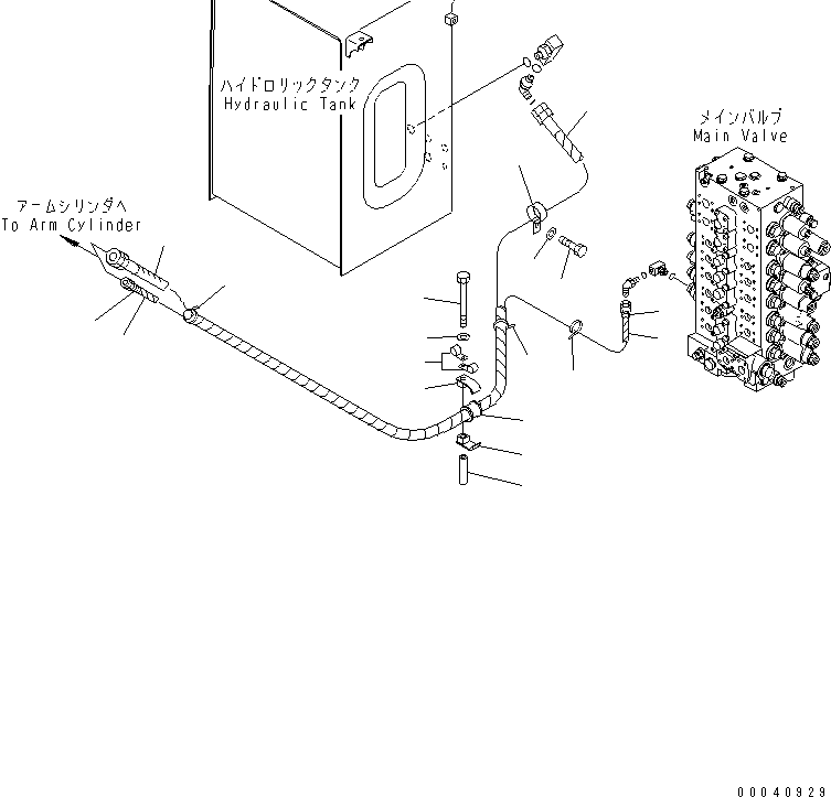 Komatsu parts book diagram for PC210NLC-8K S/N K50001-UP: BURST VALVE LINE (ARM) (CHASSIS SIDE)